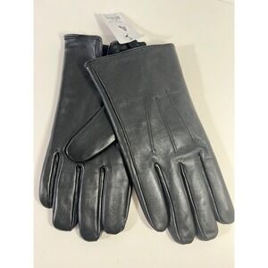 Karla Hanson Black Leather Gloves Touch Tech NWT XL Leather Polyester Lined